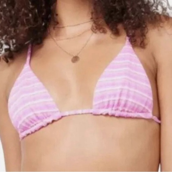 L*Space Brittany Triangle Bikini Top in Electric Pique Stripe Size Medium NWT - Picture 6 of 6